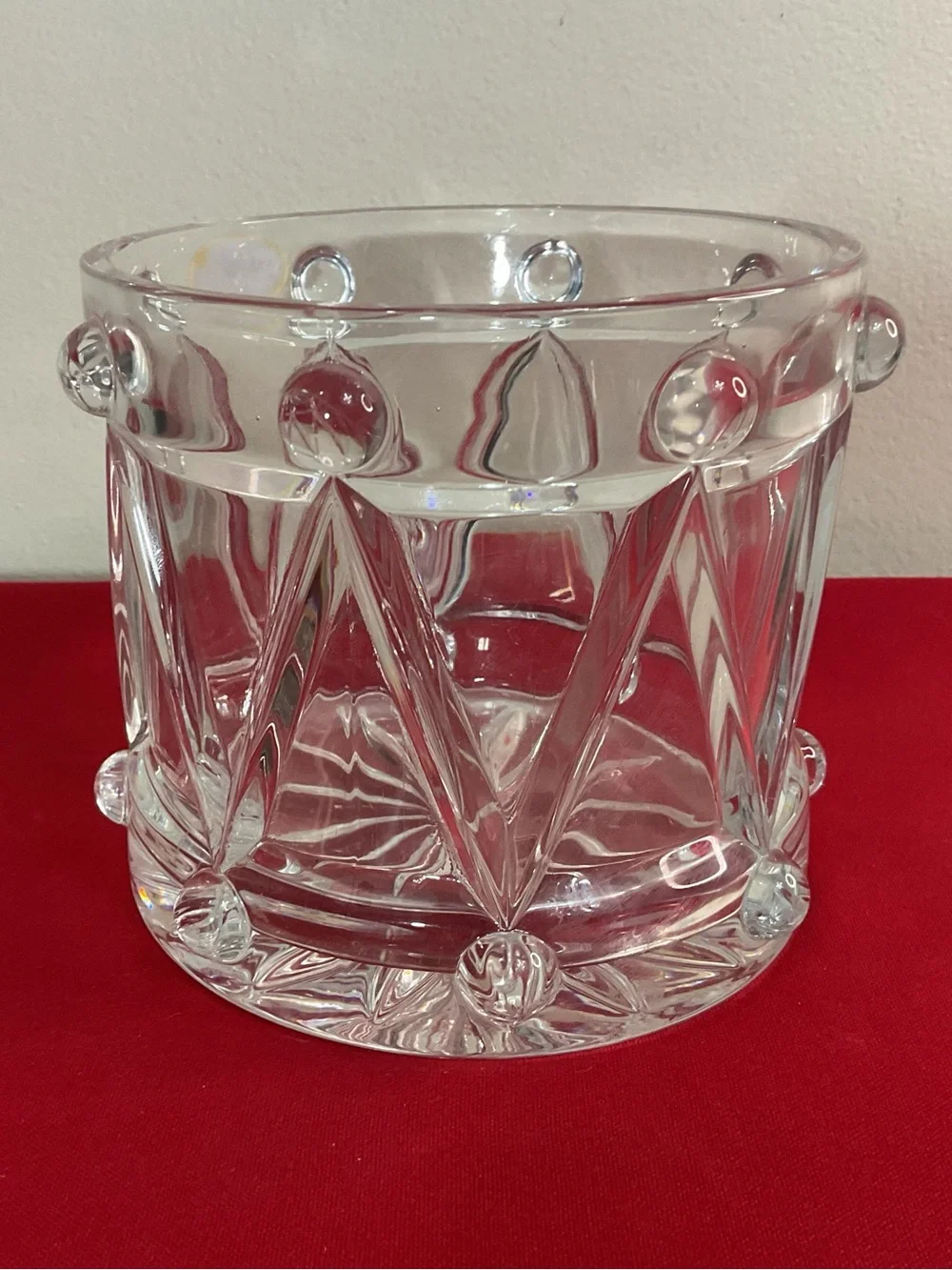 Teleflora 24% Lead Crystal Bohemian Crystal Drum Vase Czech Republic 4.75”